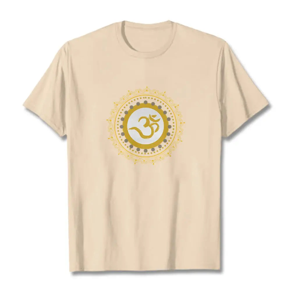Buddha Stones Om Mandala Pattern Cotton Tee T-shirt - Bisque / S - T-Shirts