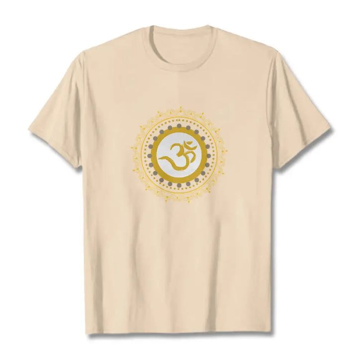 Buddha Stones Om Mandala Pattern Cotton Tee T-shirt - Bisque / S - T-Shirts