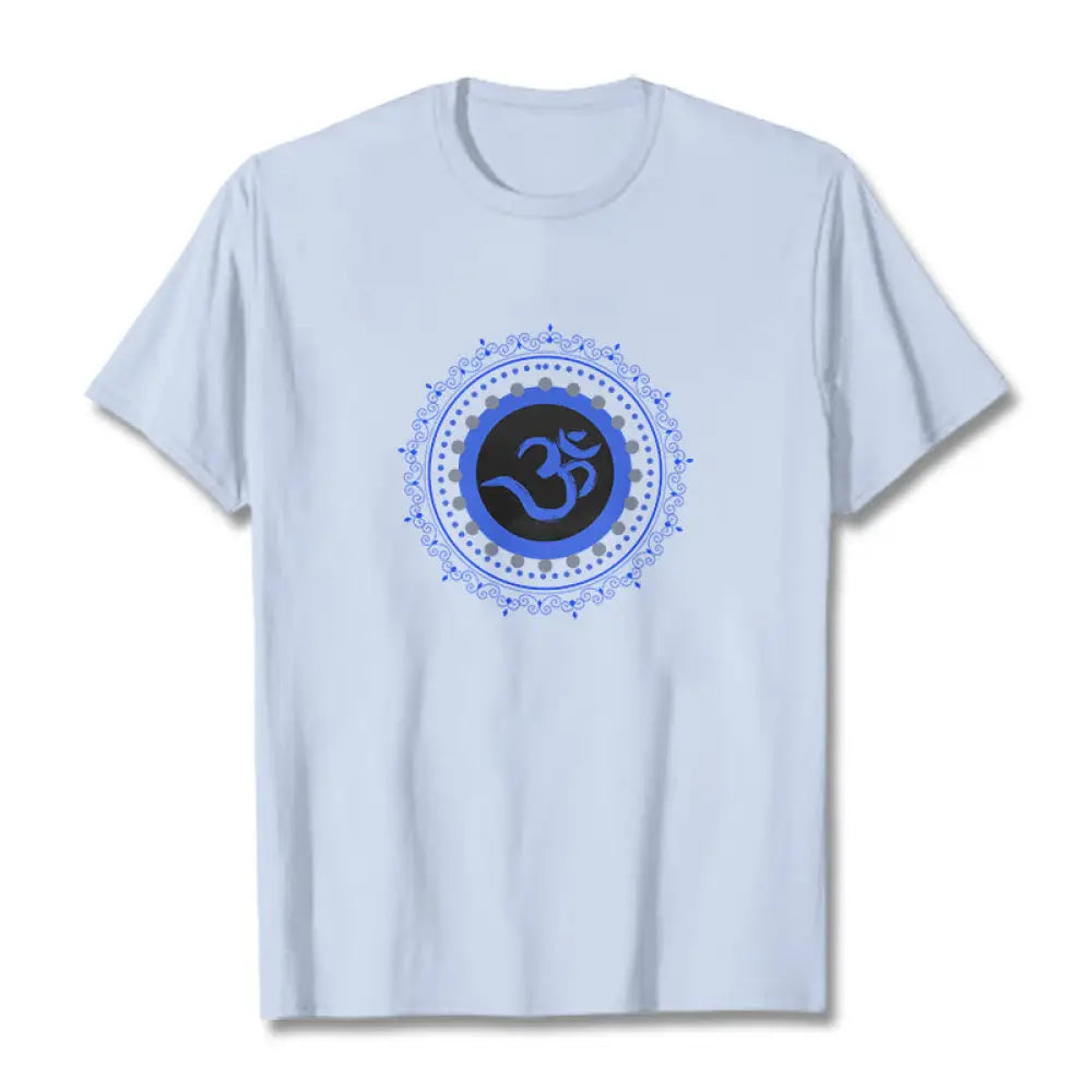 Buddha Stones Om Mandala Pattern Cotton Tee T-shirt - LightCyan / S - T-Shirts