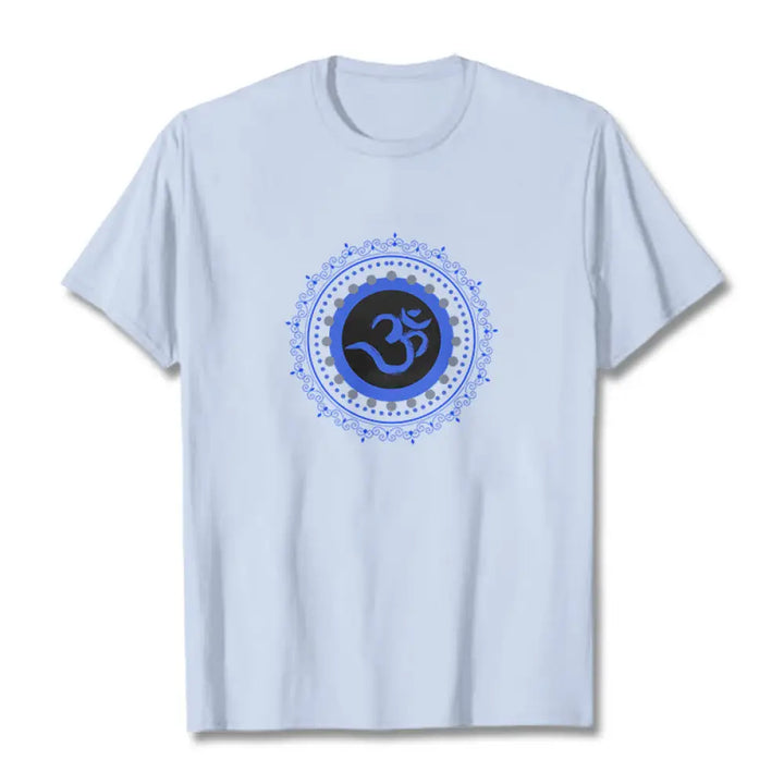 Buddha Stones Om Mandala Pattern Cotton Tee T-shirt - LightCyan / S - T-Shirts