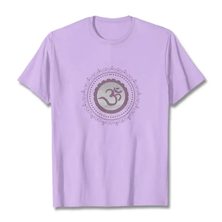 Buddha Stones Om Mandala Pattern Cotton Tee T-shirt - Plum / S - T-Shirts