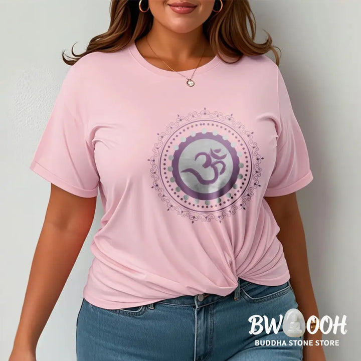 Buddha Stones Om Mandala Pattern Cotton Tee T-shirt - T-Shirts