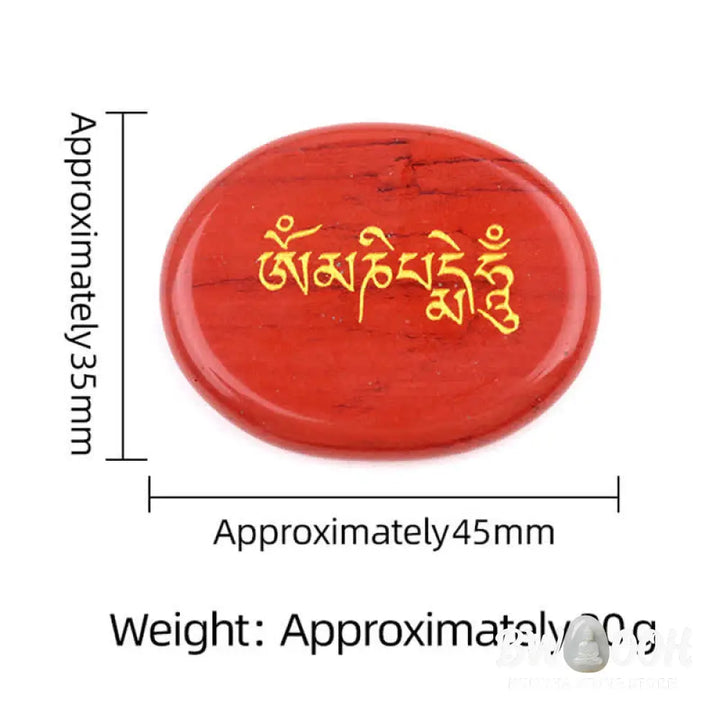 Buddha Stones Om Mani Padme Hum Amethyst Tiger Eye Palm Stone Crystal Decor 35*45mm - Crystal &amp; Stone Decor
