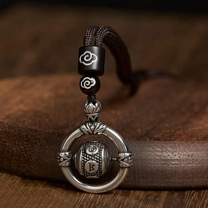 Buddha Stones Om Mani Padme Hum Copper Plated Silver Wealth Rotating Necklace Pendant - BWOOOH - Copper(Wealth ♥ Luck)
