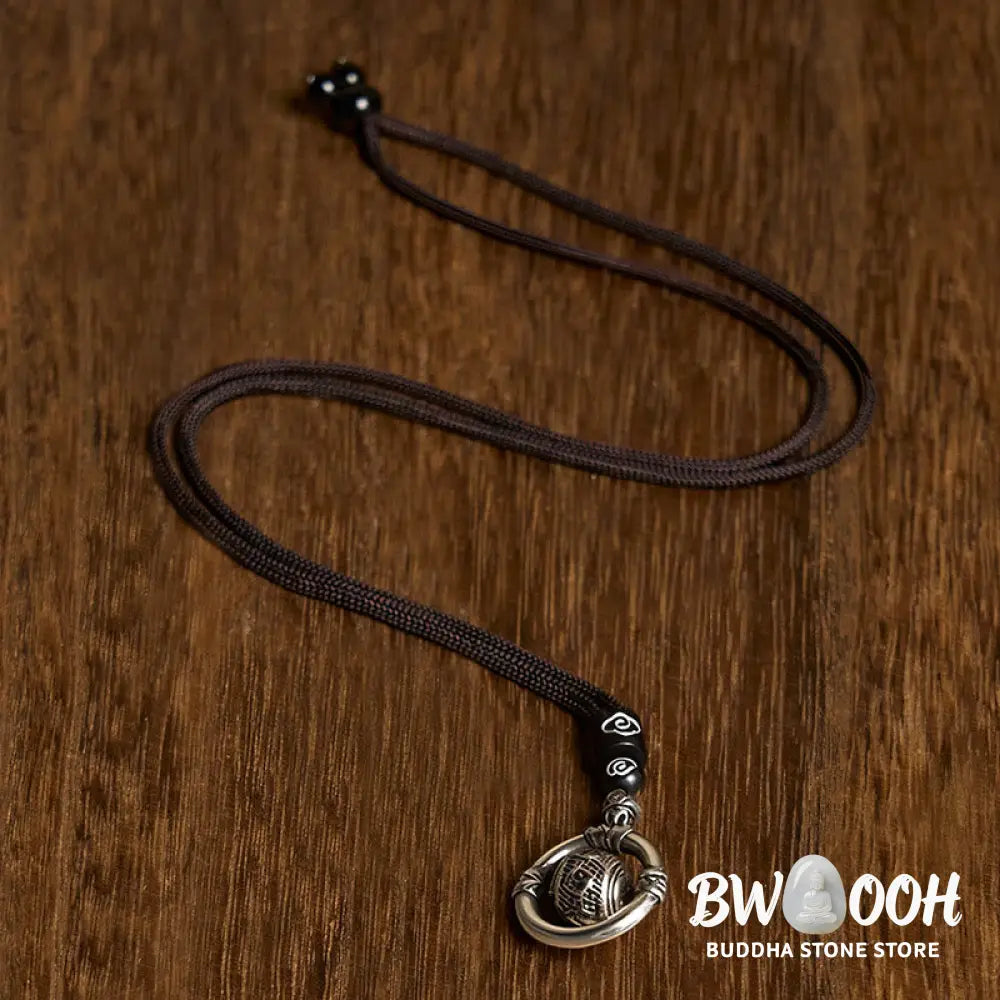 Buddha Stones Om Mani Padme Hum Copper Plated Silver Wealth Rotating Necklace Pendant - BWOOOH - Copper(Wealth ♥ Luck)