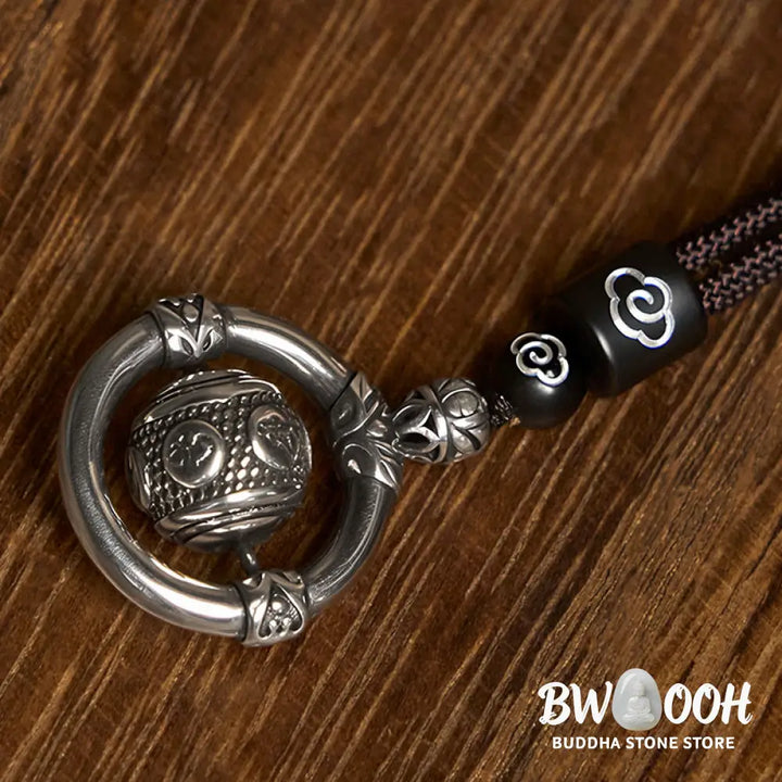Buddha Stones Om Mani Padme Hum Copper Plated Silver Wealth Rotating Necklace Pendant - BWOOOH - Copper(Wealth ♥ Luck)