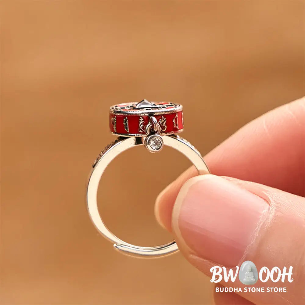 Buddha Stones Om Mani Padme Hum Copper Prayer Wheel Rotatable Wealth Ring - Copper(Wealth♥Luck) - Ring