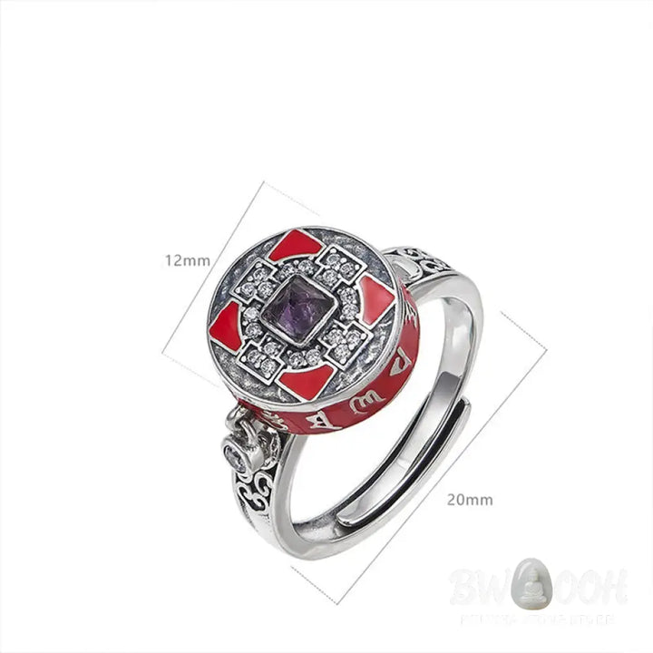 Buddha Stones Om Mani Padme Hum Copper Prayer Wheel Rotatable Wealth Ring - Copper(Wealth♥Luck) - Ring