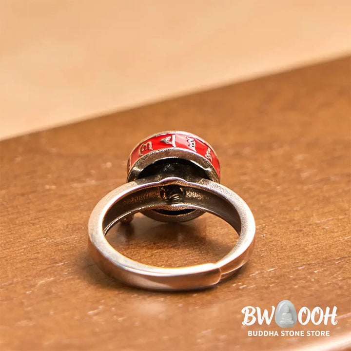 Buddha Stones Om Mani Padme Hum Copper Prayer Wheel Rotatable Wealth Ring - Copper(Wealth♥Luck) - Ring