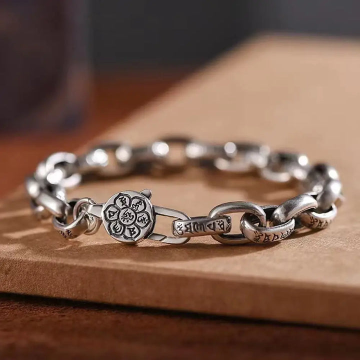 BWOOOH Om Mani Padme Hum Double Dorje Copper Engraved Wisdom Bracelet - BWOOOH - 18cm fit wrist circumference:
