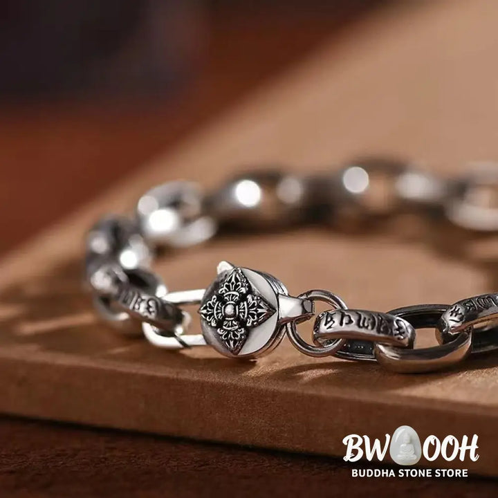 Buddha Stones Om Mani Padme Hum Double Dorje Copper Engraved Wisdom Bracelet - BWOOOH - Bracelet