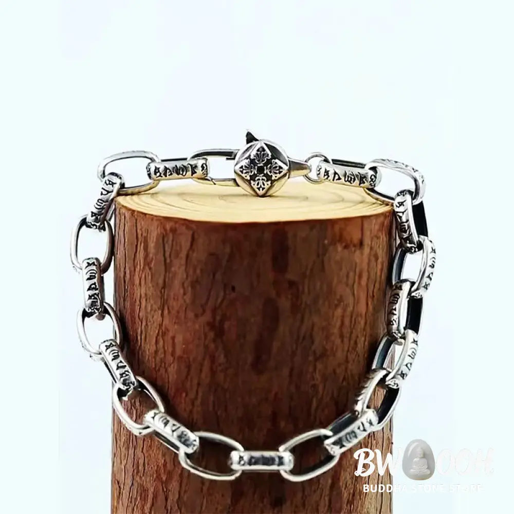 Buddha Stones Om Mani Padme Hum Double Dorje Copper Engraved Wisdom Bracelet - BWOOOH - Bracelet