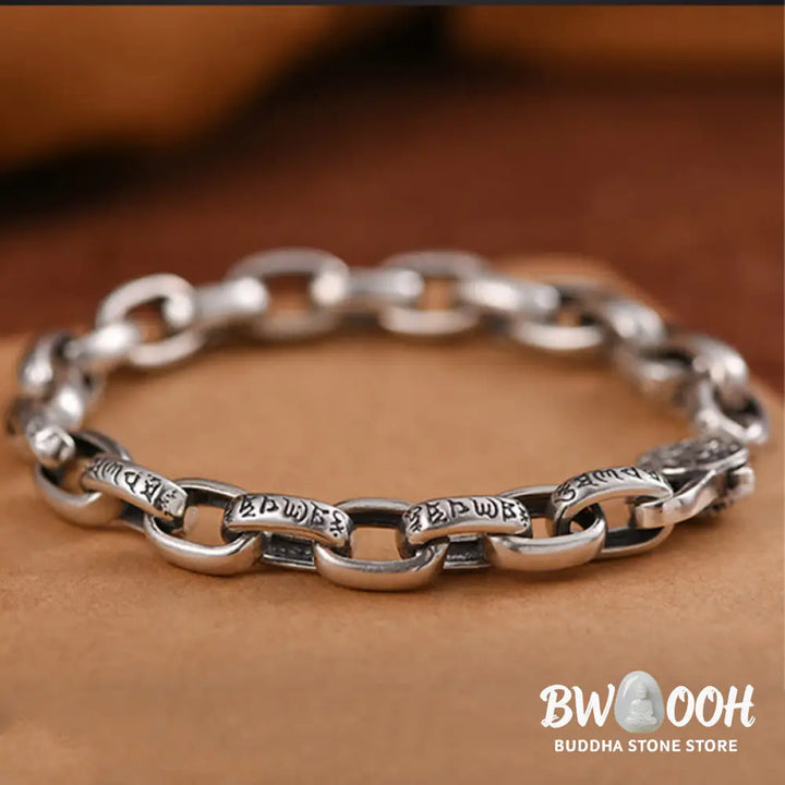 Buddha Stones Om Mani Padme Hum Double Dorje Copper Engraved Wisdom Bracelet - BWOOOH - Bracelet