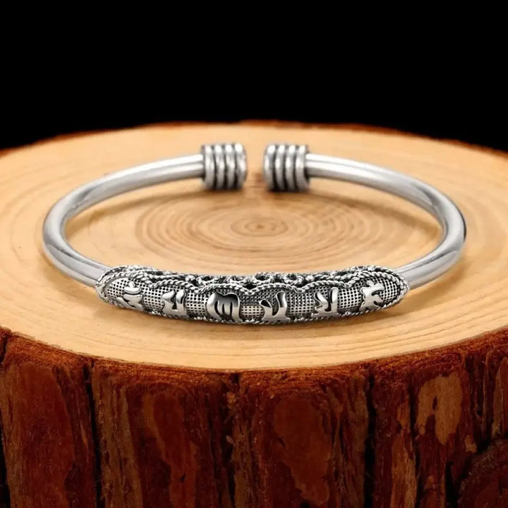 Buddha Stones Om Mani Padme Hum Engraved Peace Cuff Bracelet Bangle - Om Mani Padme Hum(Love♥Focus) - Bracelet Bangle