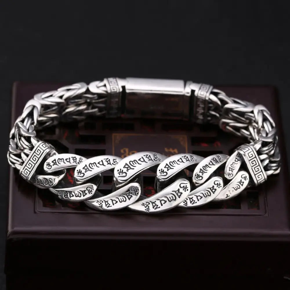 Buddha Stones Om Mani Padme Hum Engraved Peace Purity Bracelet - 18cm - Bracelet