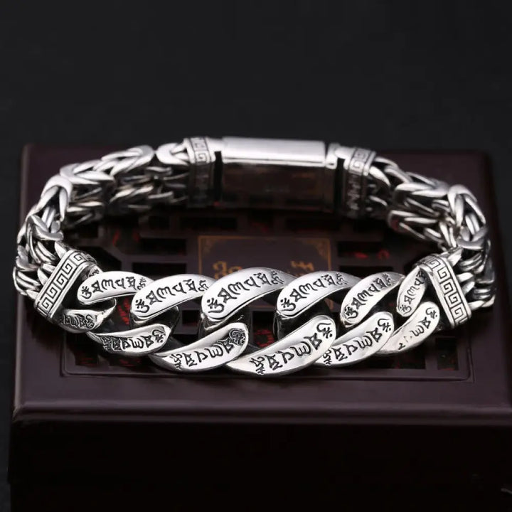 Buddha Stones Om Mani Padme Hum Engraved Peace Purity Bracelet - 18cm - Bracelet