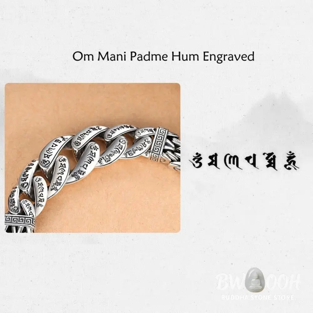Buddha Stones Om Mani Padme Hum Engraved Peace Purity Bracelet - Bracelet