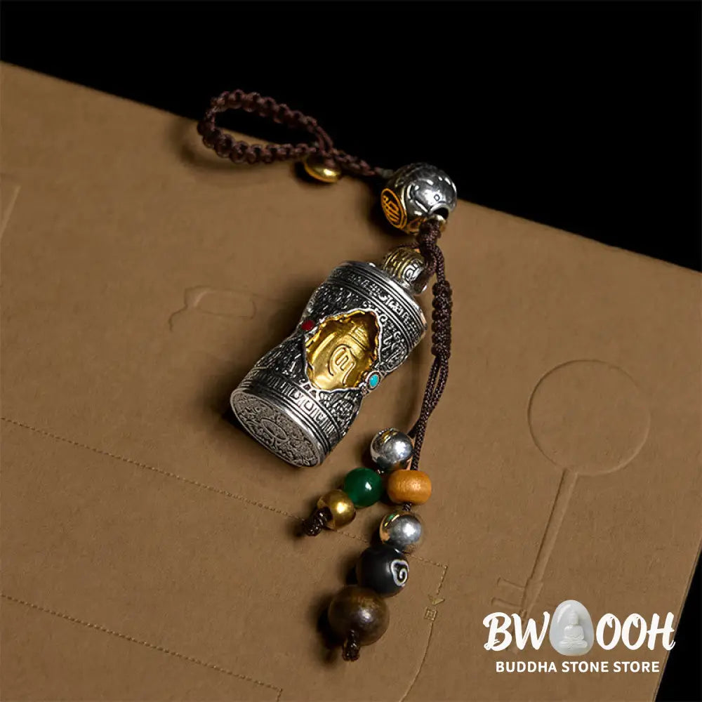 BWOOOH Om Mani Padme Hum Ghau Prayer Box Copper Plated Si