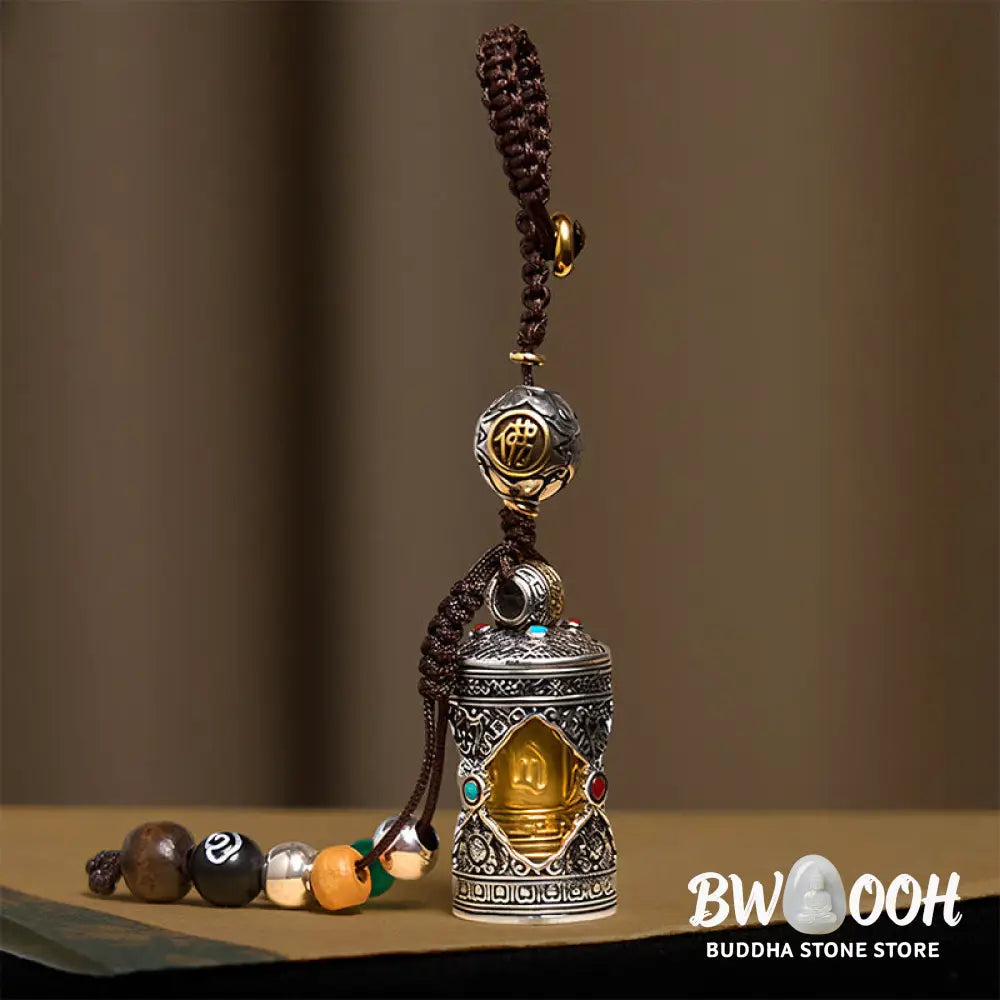 BWOOOH Om Mani Padme Hum Ghau Prayer Box Copper Plated Si