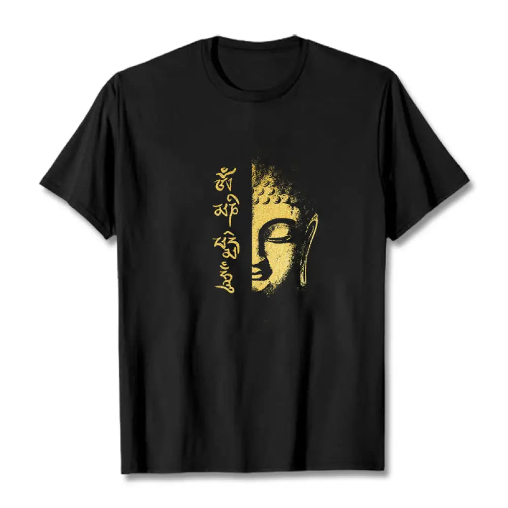 BWOOOH printed yoga pants - Om Mani Padme Hum Golden Buddha Cotton T