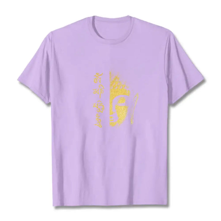 Buddha Stones Om Mani Padme Hum Golden Buddha Cotton Tee T-shirt - Plum / S - T-Shirts