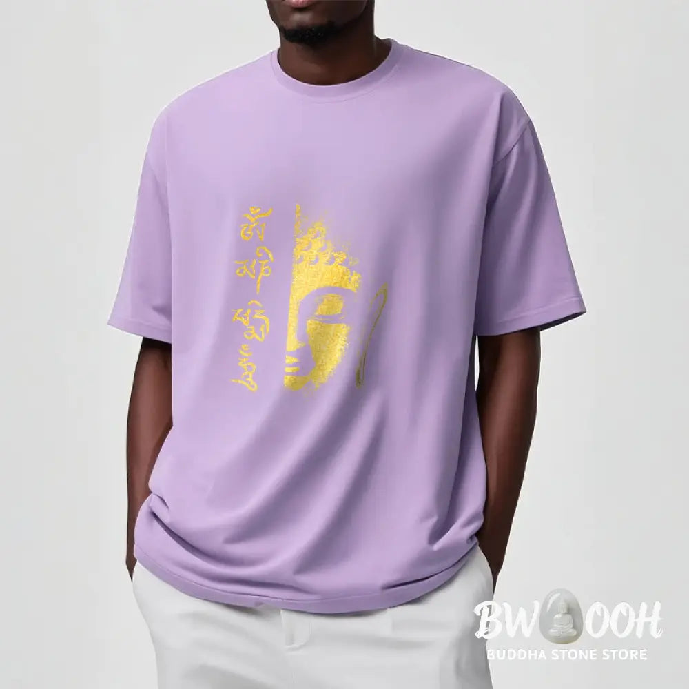Buddha Stones Om Mani Padme Hum Golden Buddha Cotton Tee T-shirt - T-Shirts