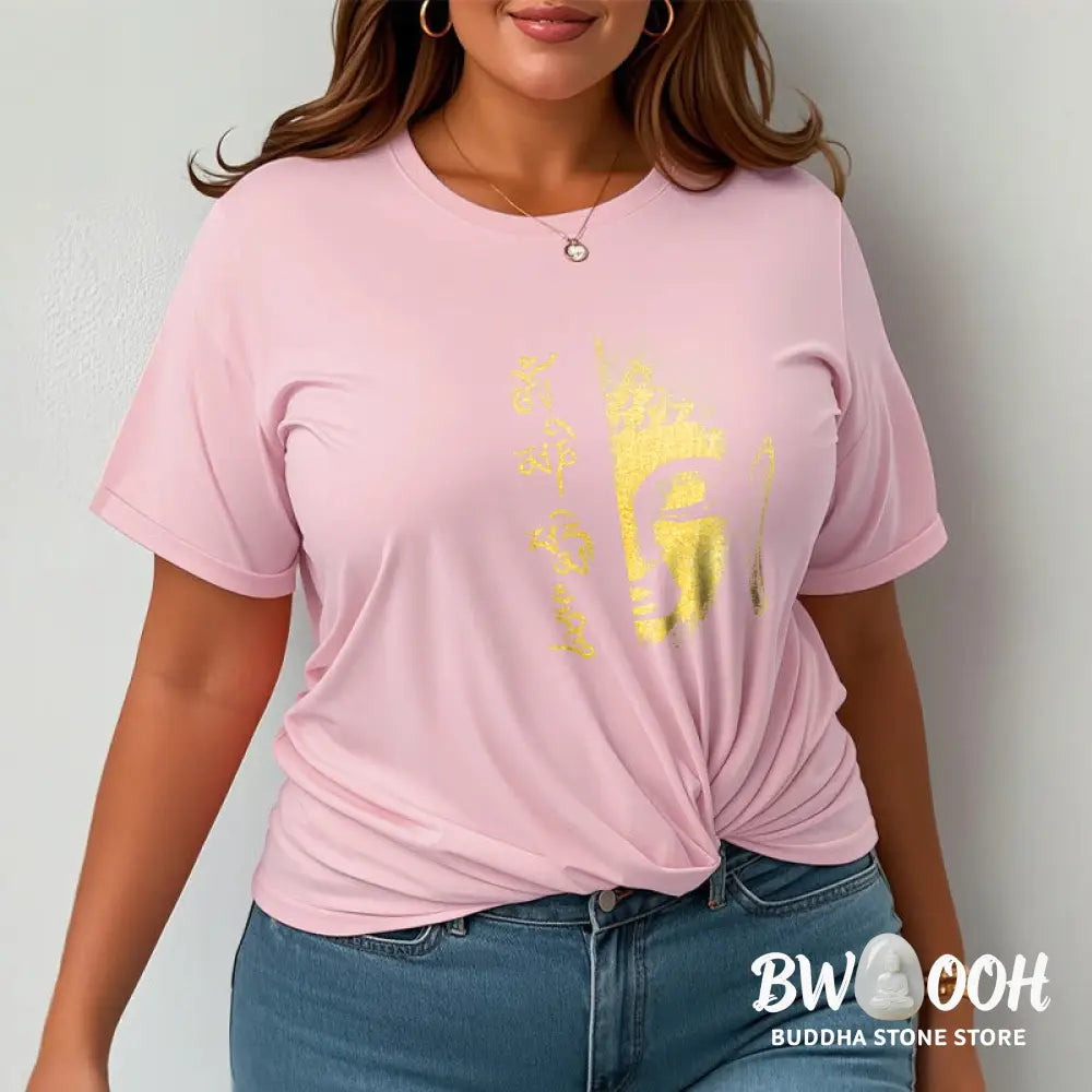 Buddha Stones Om Mani Padme Hum Golden Buddha Cotton Tee T-shirt - T-Shirts