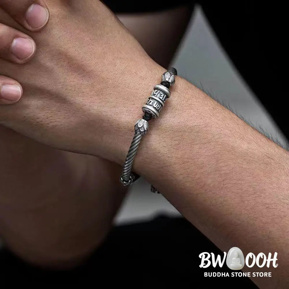 BWOOOH Om Mani Padme Hum Lotus Peace Braided Bracelet | natural stone spiritual bracelet for healing and mindful living