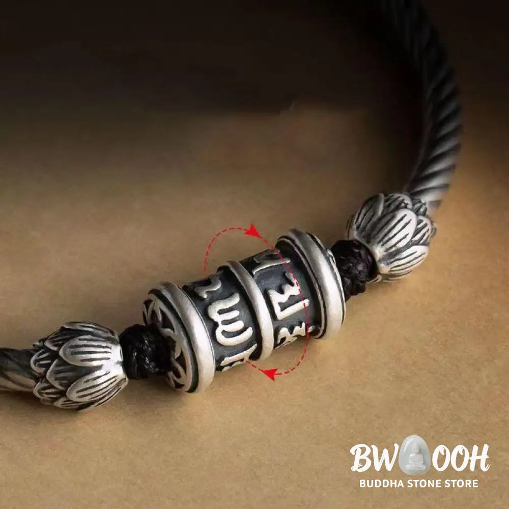 BWOOOH Om Mani Padme Hum Lotus Peace Braided Bracelet | natural stone spiritual bracelet for healing and mindful living