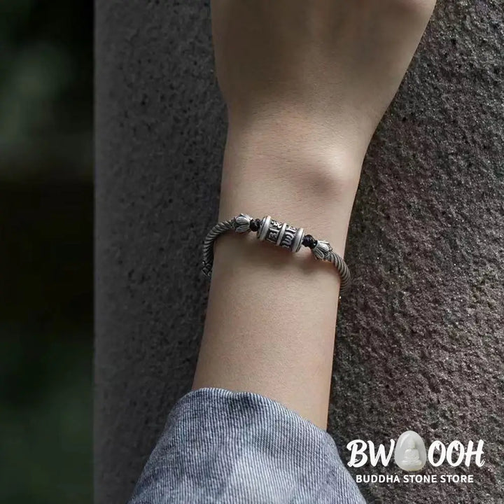 BWOOOH Om Mani Padme Hum Lotus Peace Braided Bracelet | natural stone spiritual bracelet for healing and mindful living