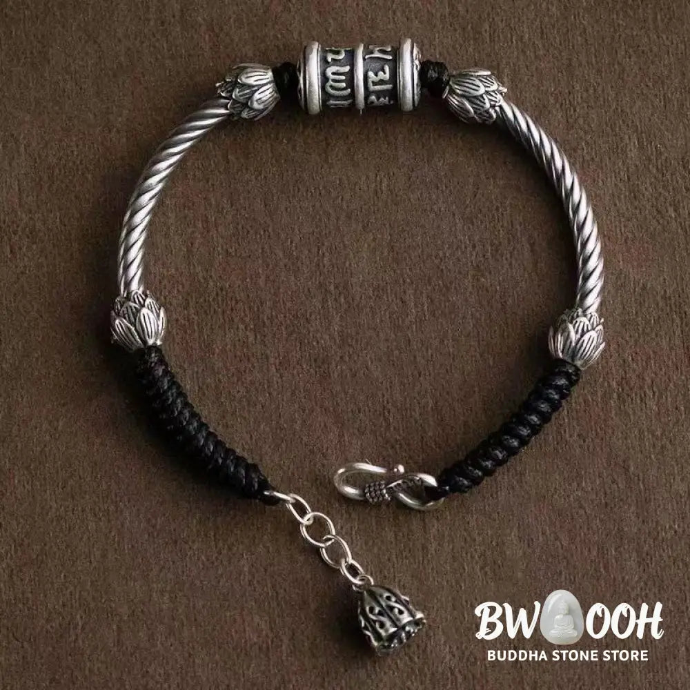 BWOOOH Om Mani Padme Hum Lotus Peace Braided Bracelet | natural stone spiritual bracelet for healing and mindful living