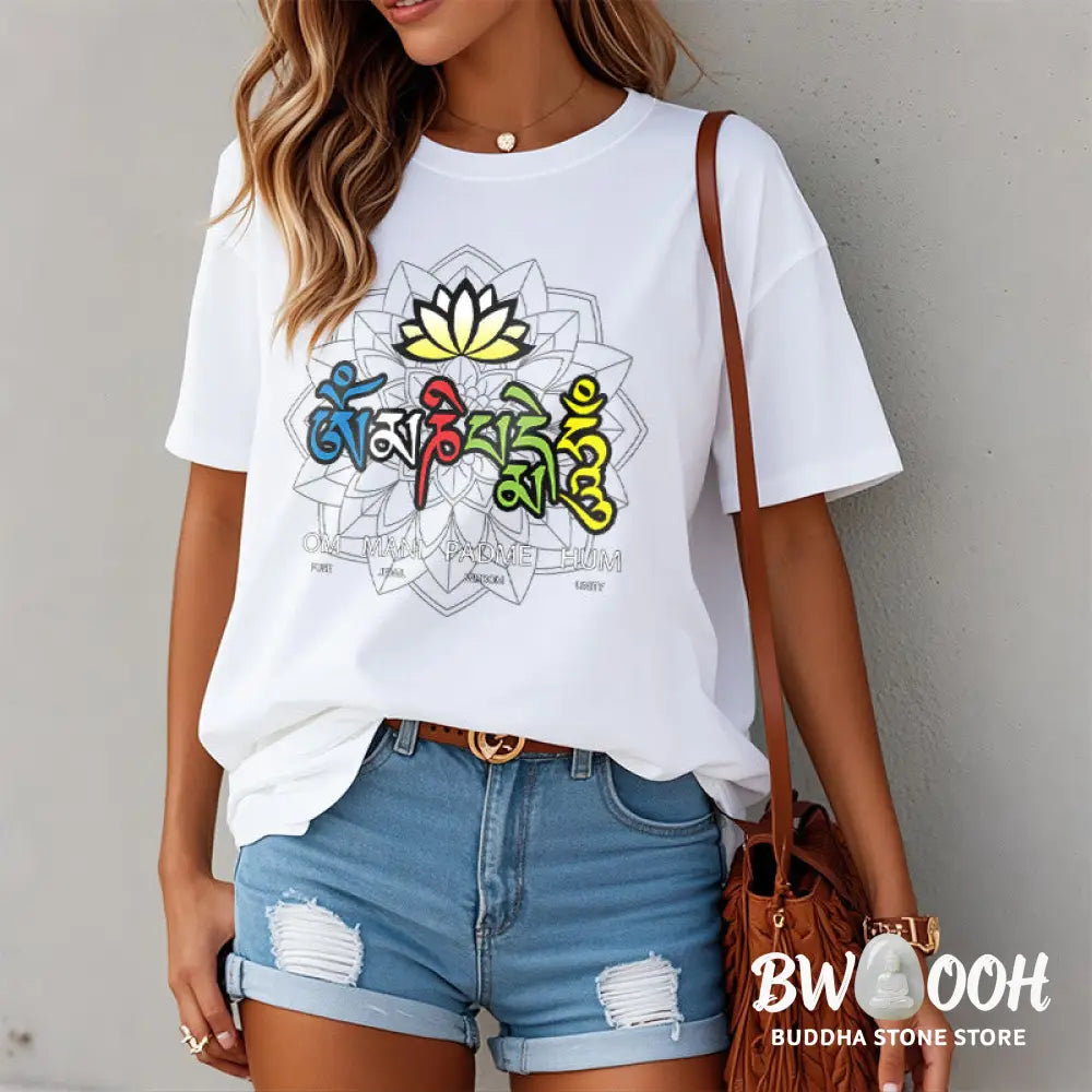 BWOOOH lotus print yoga pants - Om Mani Padme Hum Lotus Tee T-shirt