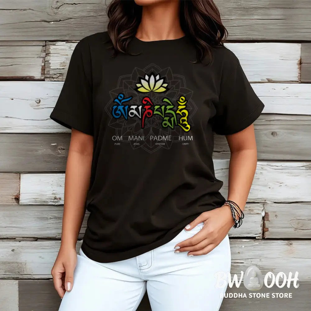 BWOOOH lotus print yoga pants - Om Mani Padme Hum Lotus Tee T-shirt