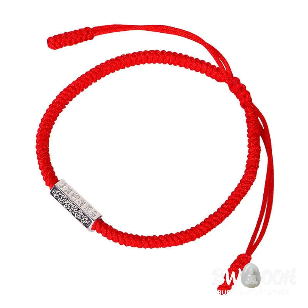 Buddha Stones Om Mani Padme Hum Luck Protection Red String Bracelet - BWOOOH - Bracelet