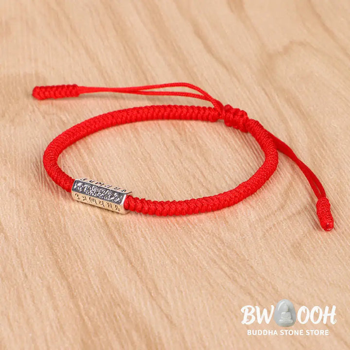 Buddha Stones Om Mani Padme Hum Luck Protection Red String Bracelet - BWOOOH - Bracelet