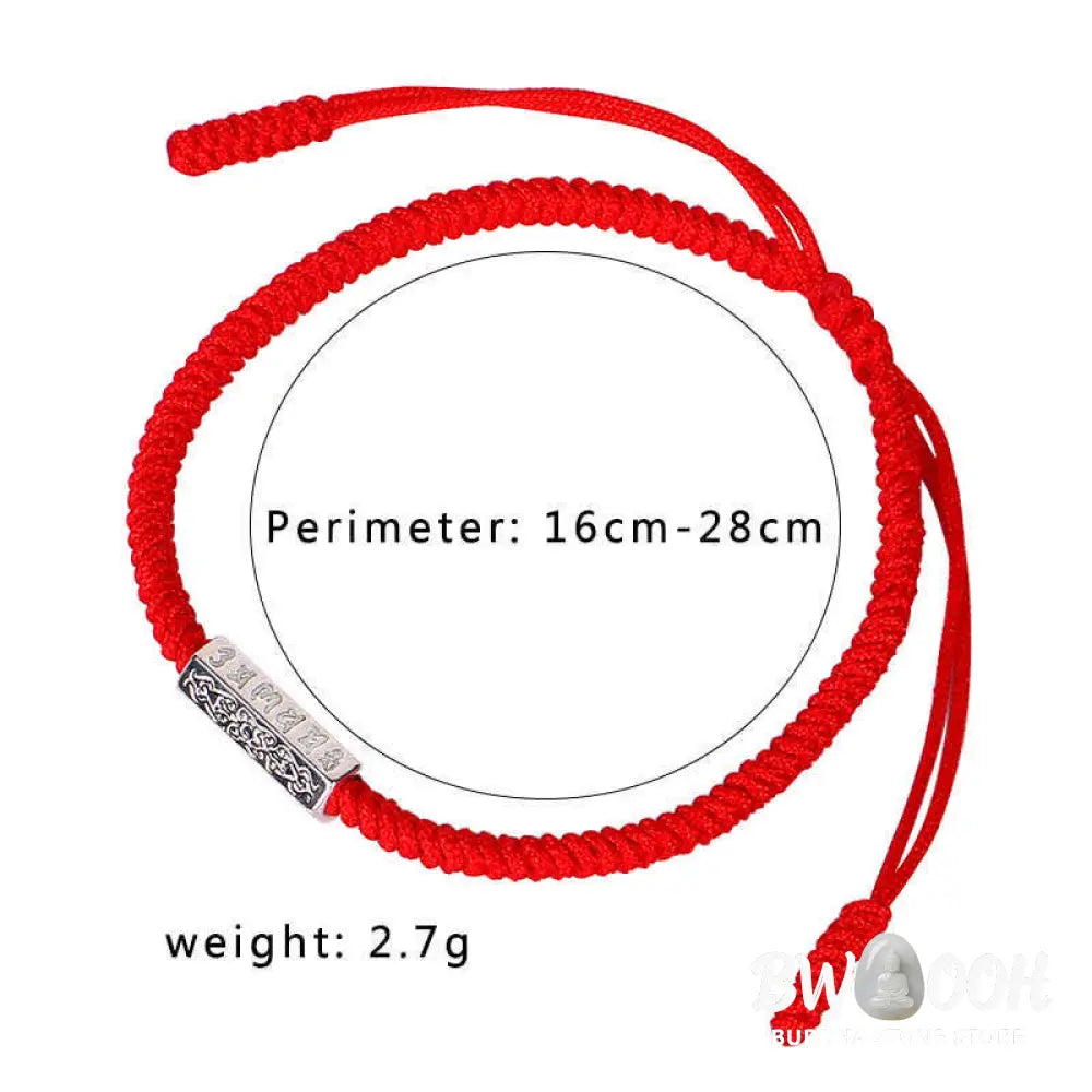 Buddha Stones Om Mani Padme Hum Luck Protection Red String Bracelet - BWOOOH - Bracelet