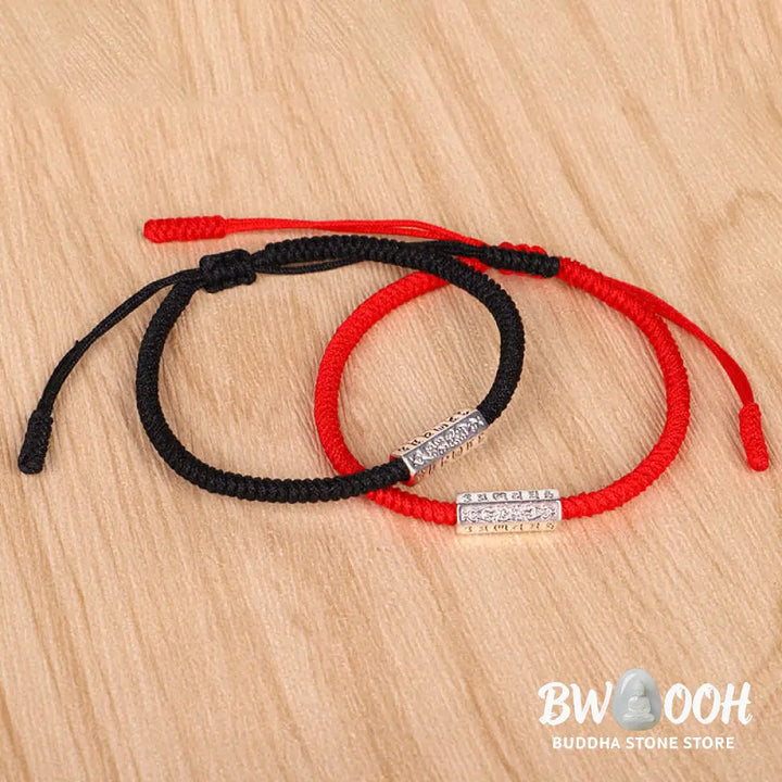 Buddha Stones Om Mani Padme Hum Luck Protection Red String Bracelet - BWOOOH - Bracelet