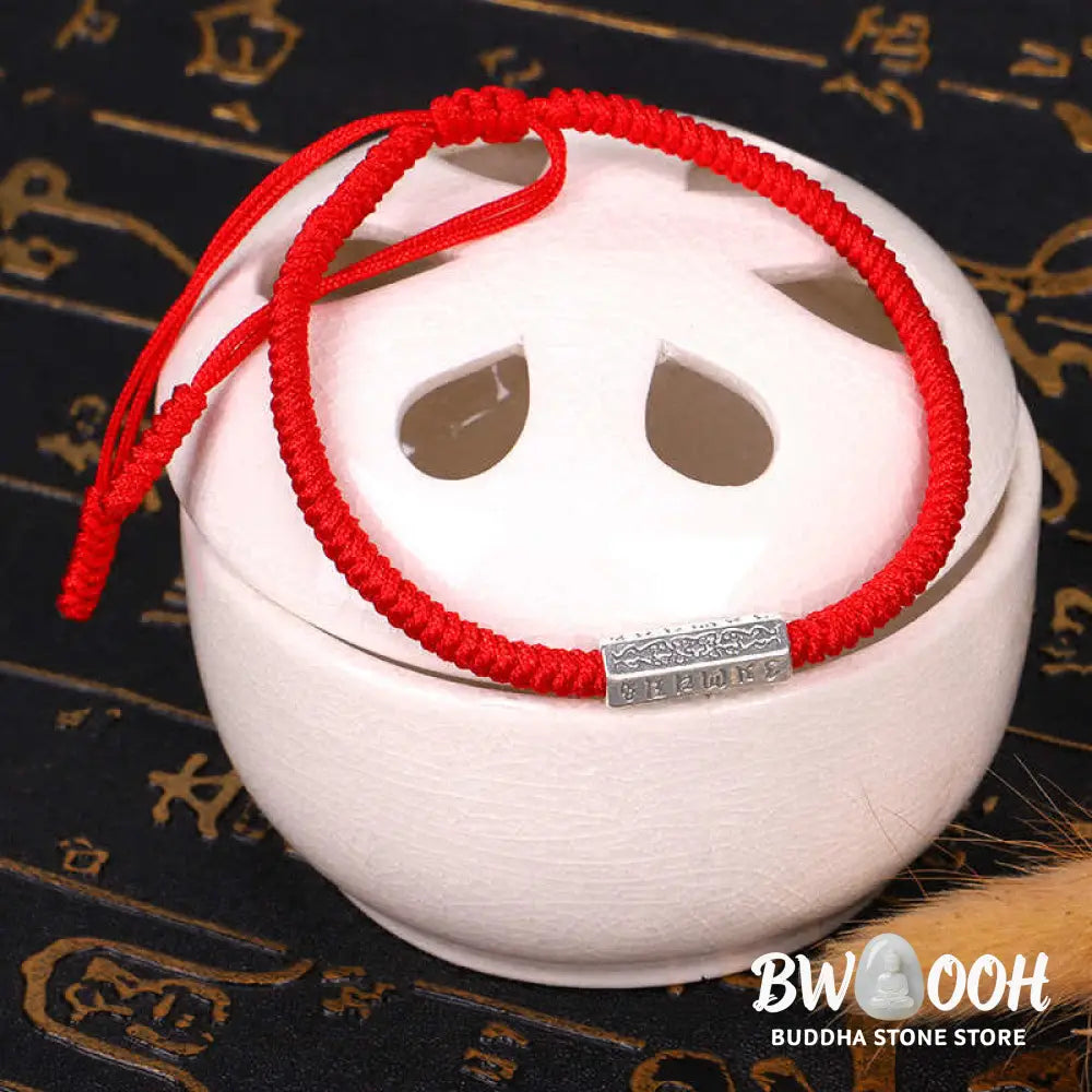 Buddha Stones Om Mani Padme Hum Luck Protection Red String Bracelet - BWOOOH - Bracelet