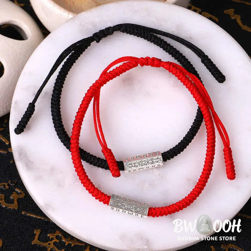 Buddha Stones Om Mani Padme Hum Luck Protection Red String Bracelet - BWOOOH - Bracelet