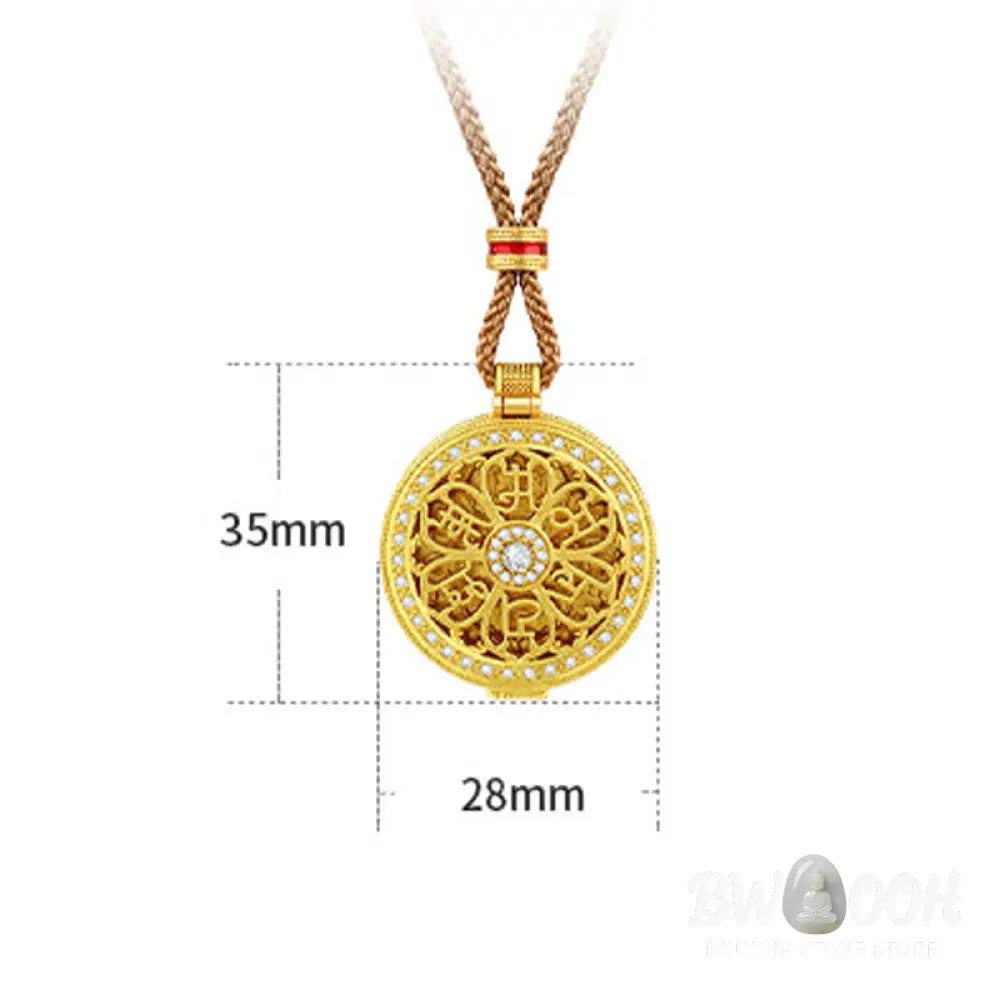 Buddha Stones Om Mani Padme Hum Openable Copper Plated Gold Wealth Necklace Pendant - BWOOOH - Copper(Wealth ♥ Luck)