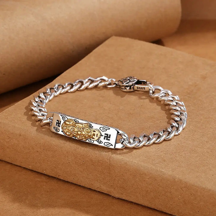 Buddha Stones Om Mani Padme Hum Pixiu Swastika Spring Buckle Wisdom Bracelet - BWOOOH - 20cm fit for Wrist