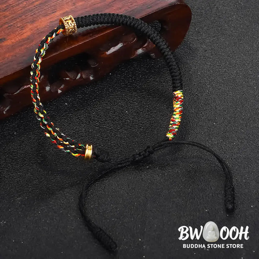Buddha Stones Om Mani Padme Hum Protection Luck String Bracelet - BWOOOH - Bracelet