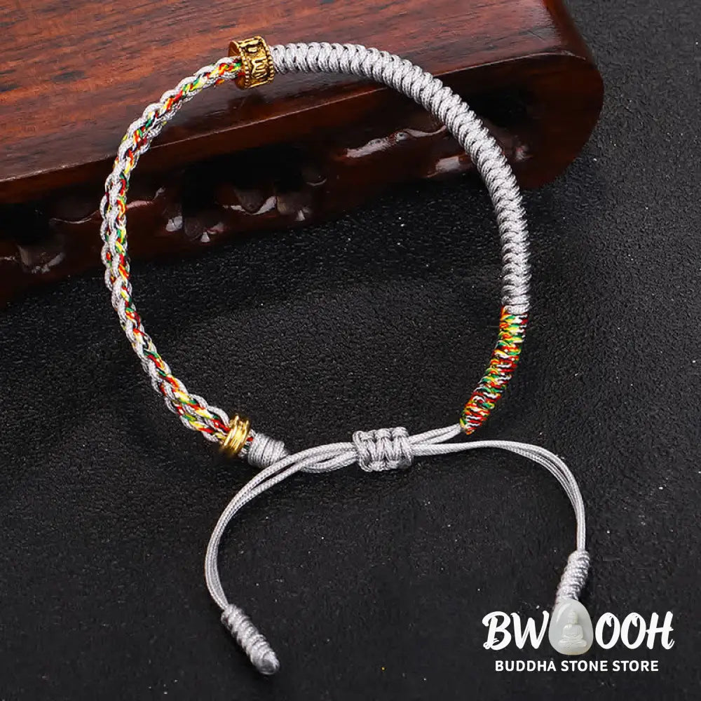 Buddha Stones Om Mani Padme Hum Protection Luck String Bracelet - BWOOOH - Bracelet
