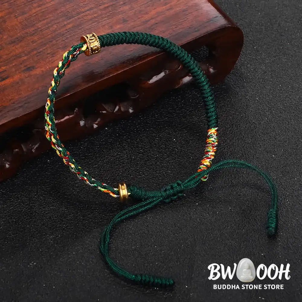 Buddha Stones Om Mani Padme Hum Protection Luck String Bracelet - BWOOOH - Bracelet