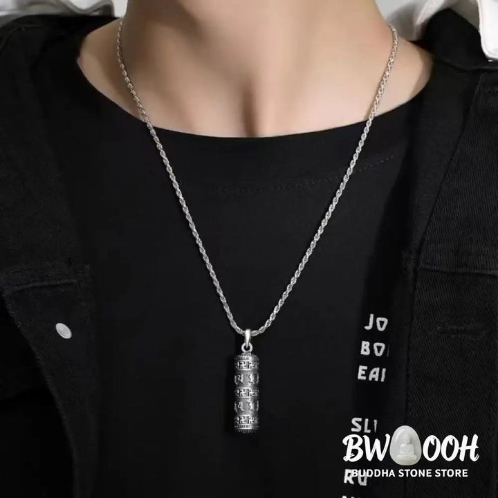 Buddha Stones Om Mani Padme Hum Swastika Twisted Chain Wisdom Necklace Pendant - BWOOOH - Six True Words Necklace