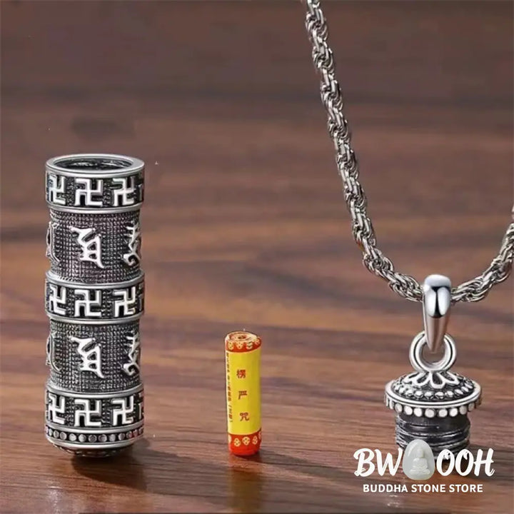 Buddha Stones Om Mani Padme Hum Swastika Twisted Chain Wisdom Necklace Pendant - BWOOOH - Six True Words Necklace
