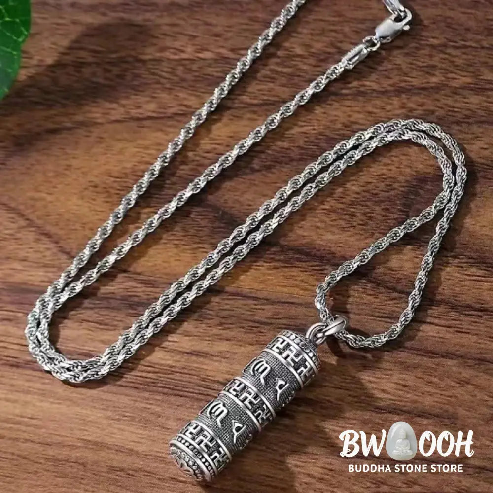 Buddha Stones Om Mani Padme Hum Swastika Twisted Chain Wisdom Necklace Pendant - BWOOOH - Six True Words Necklace