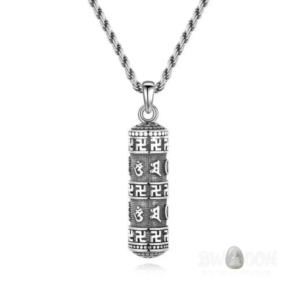 Buddha Stones Om Mani Padme Hum Swastika Twisted Chain Wisdom Necklace Pendant - BWOOOH - Six True Words Necklace