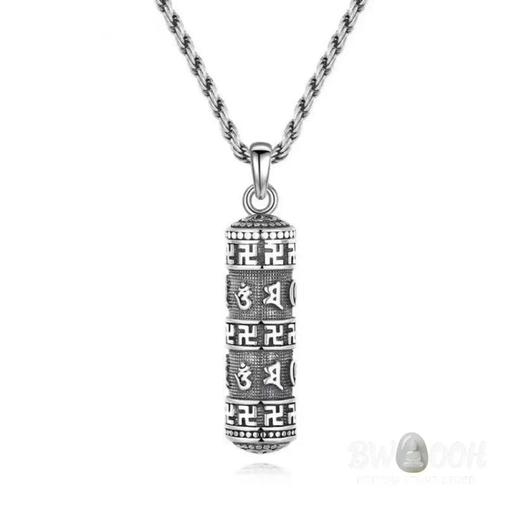 Buddha Stones Om Mani Padme Hum Swastika Twisted Chain Wisdom Necklace Pendant - BWOOOH - Six True Words Necklace