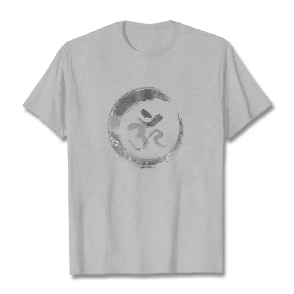 Buddha Stones OM Mantra Sanskrit Tee T-shirt - LightGrey / S - T-Shirts